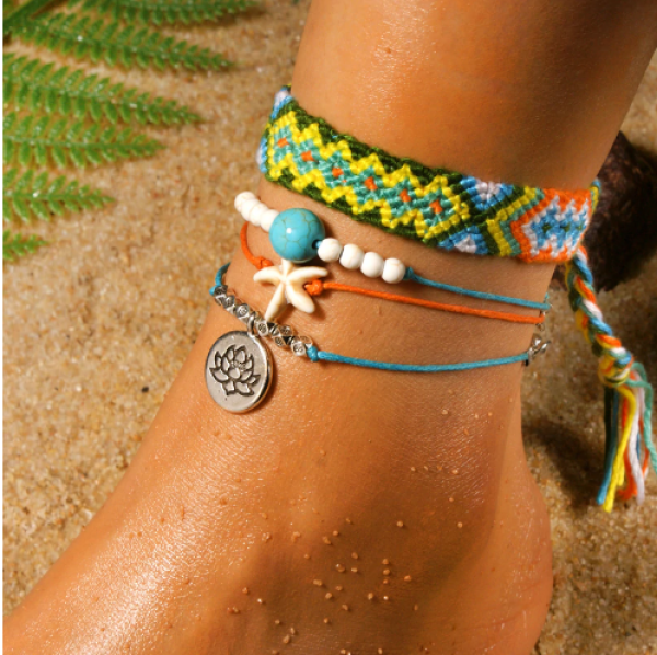 Ethno Look Anklet in a set of 4